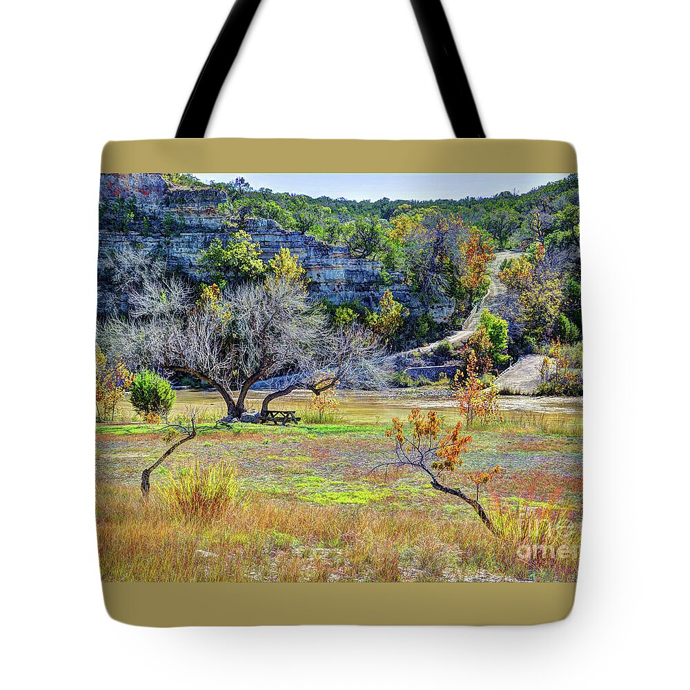 Fall In The Texas Hill Country Tote Bag featuring the photograph Fall in the Texas Hill Country by Savannah Gibbs