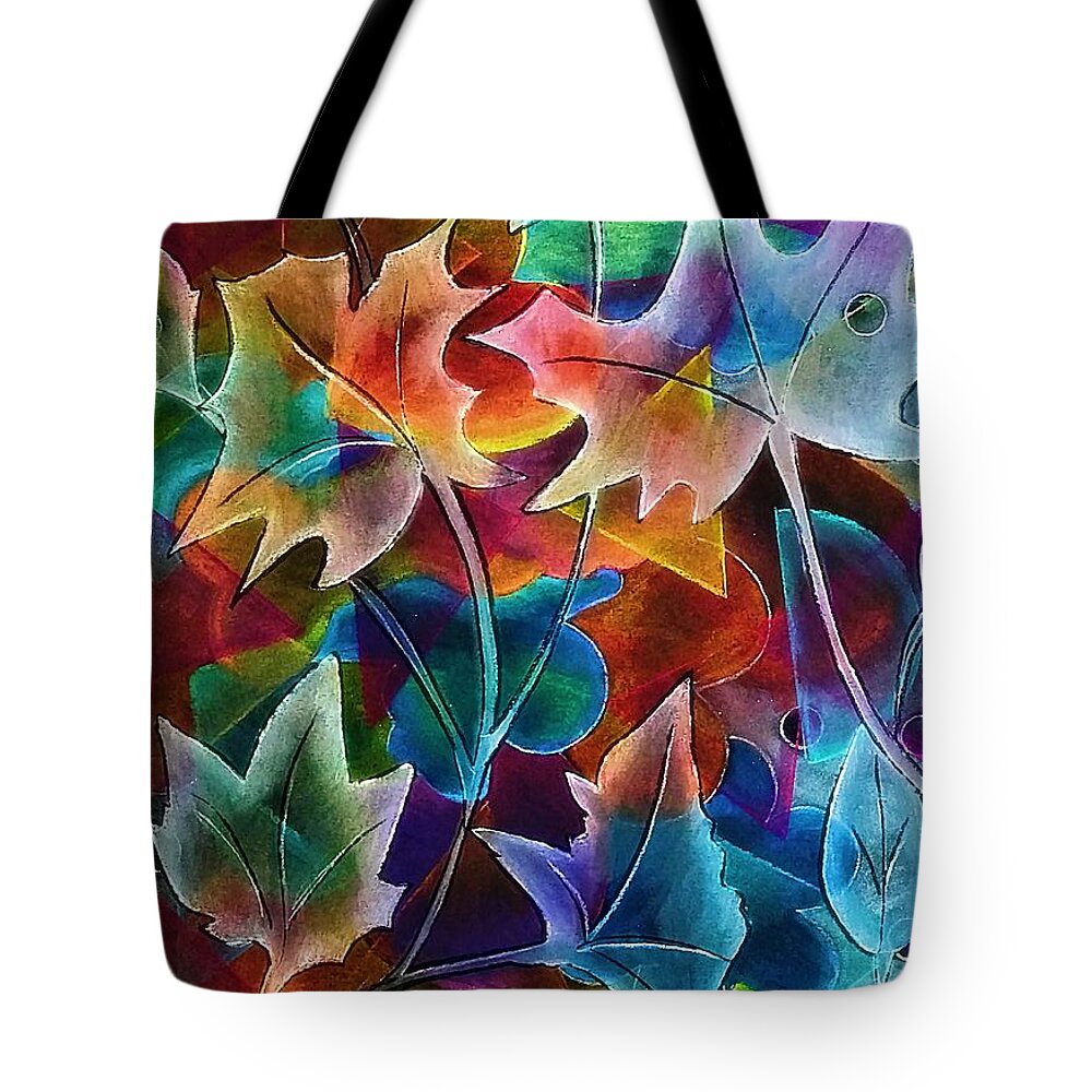 Seasonal Abstract Art Tote Bag featuring the pastel Fall Luminosity-Inner Compost by Laurie's Intuitive