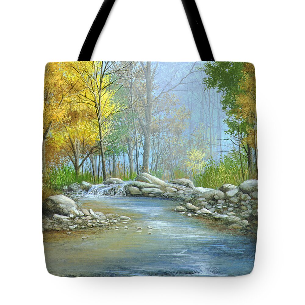 Georgia Mountain Stream Tote Bag featuring the painting Fall Solitude by Mike Brown