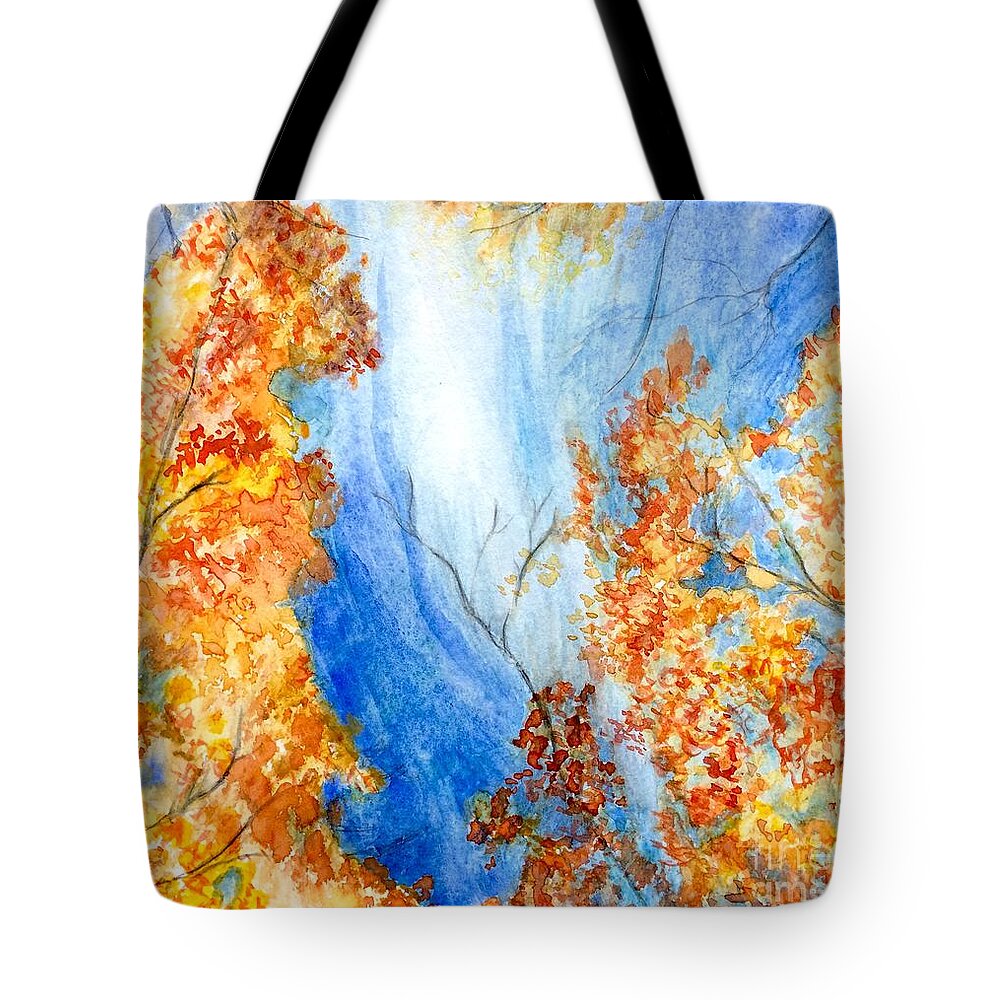 Watercolor Tote Bag featuring the painting Fall Splendor by Deb Stroh-Larson