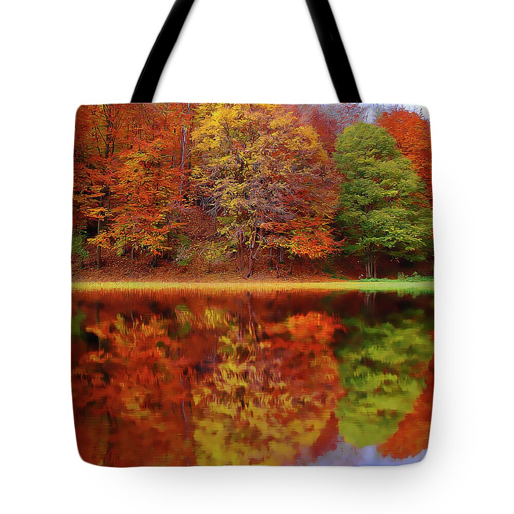 Fall Waters Tote Bag featuring the painting Fall Waters by Harry Warrick