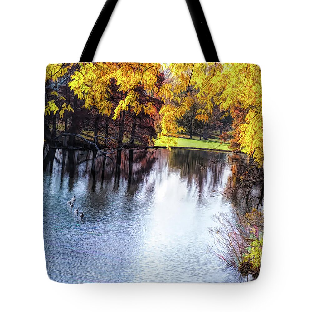 Leaf Tote Bag featuring the digital art Fall Yellow Boarder by Ed Taylor