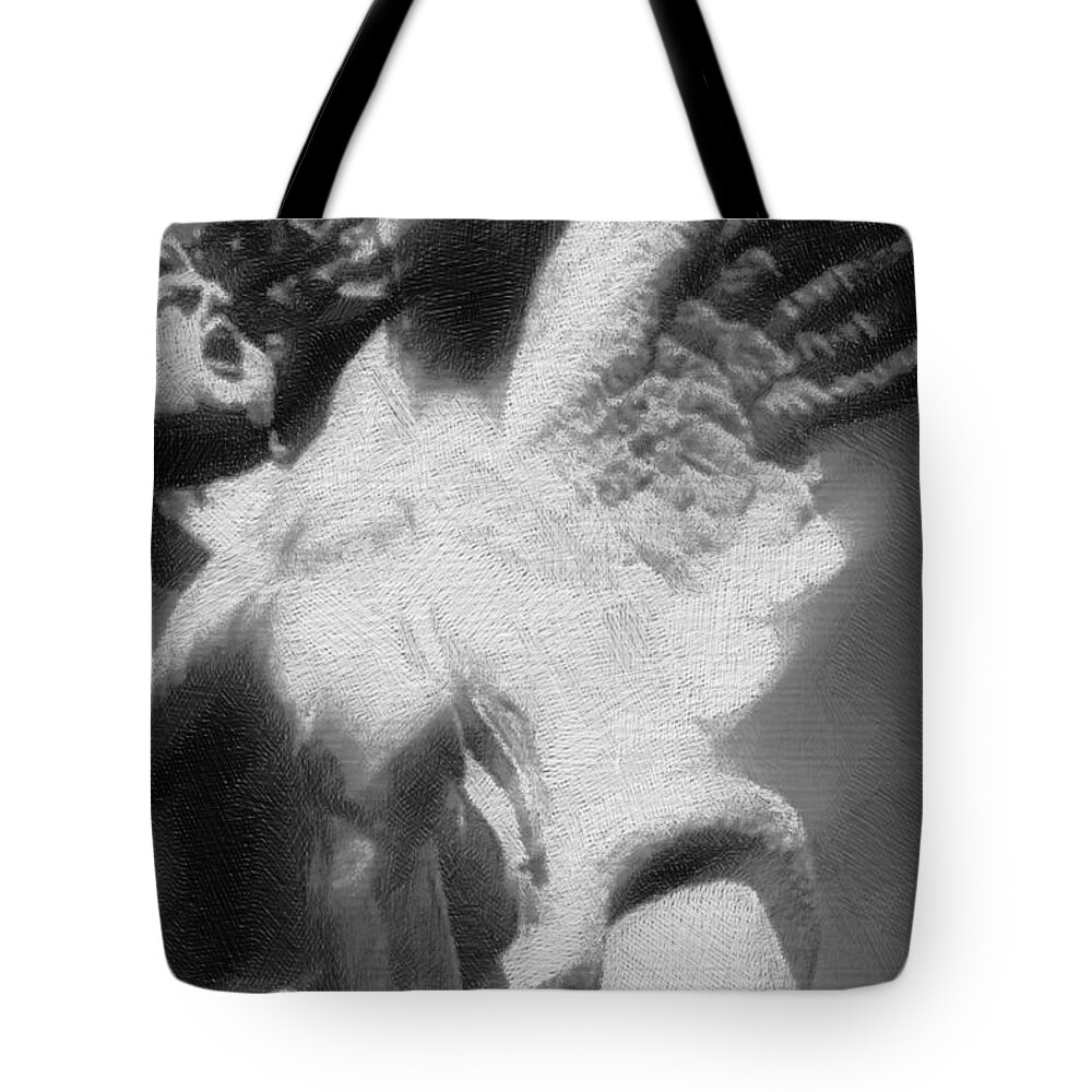 Angel Tote Bag featuring the painting Fallen Angel Vertical by Tony Rubino