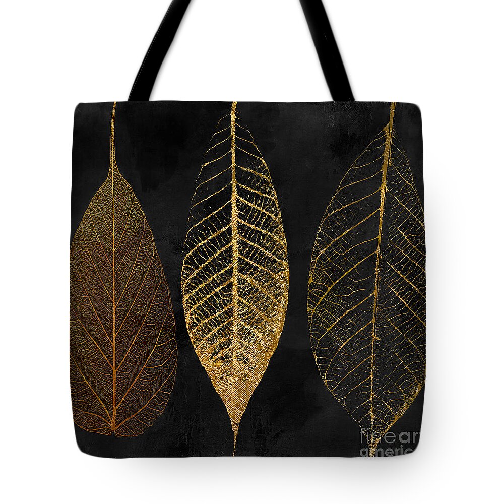 Leaf Tote Bag featuring the painting Fallen Gold II Autumn Leaves by Mindy Sommers