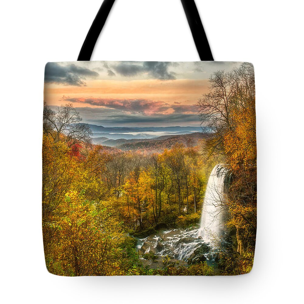 Waterfalls Tote Bag featuring the photograph Falling Spring Falls by Russell Pugh