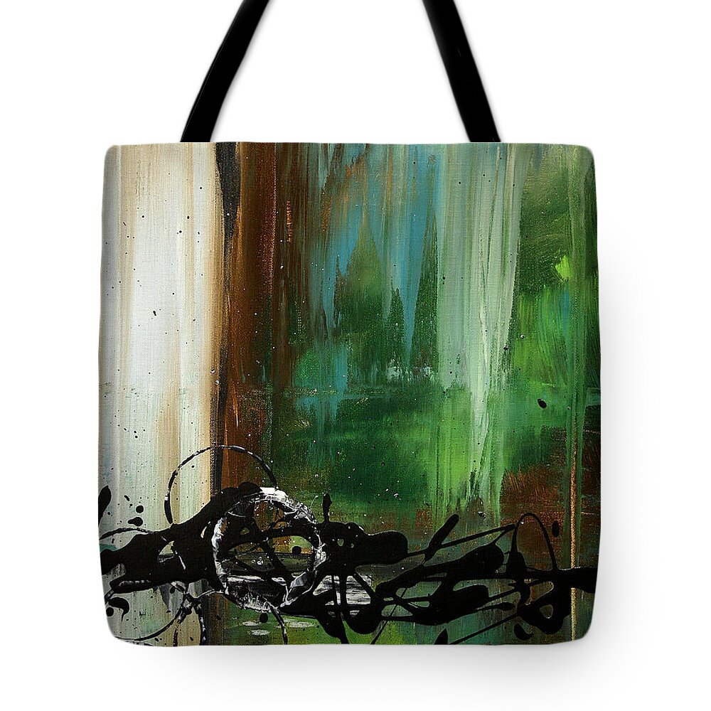 Abstract Tote Bag featuring the painting Falling Waterfall by MADART by Megan Aroon