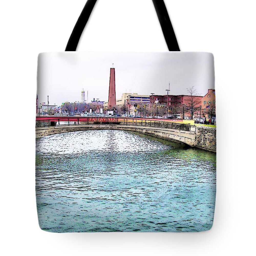 2d Tote Bag featuring the photograph FALLSWALK and SHOT TOWER by Brian Wallace