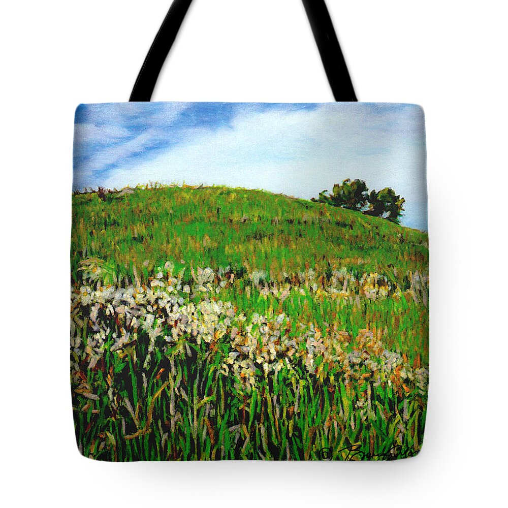 Landscape Tote Bag featuring the drawing False Gromwell Slope by Bruce Morrison