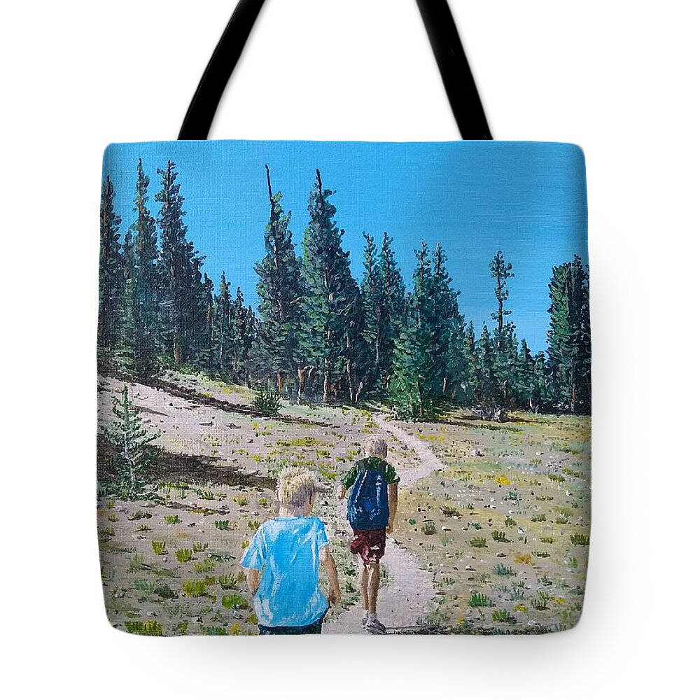 Mammoth Tote Bag featuring the painting Family hike by Kevin Daly