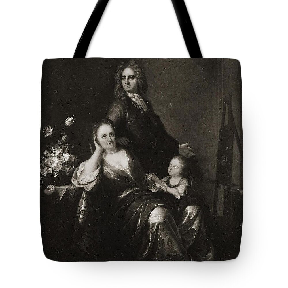 Juriaen Pool And Rachel Pool-ruysch - Family Portrait With Flower Still-life Tote Bag featuring the painting Family by Juriaen Pool