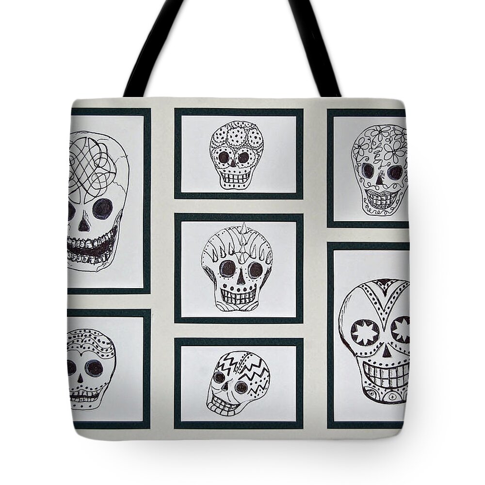 Skulls Tote Bag featuring the mixed media Family Portrait by Charla Van Vlack
