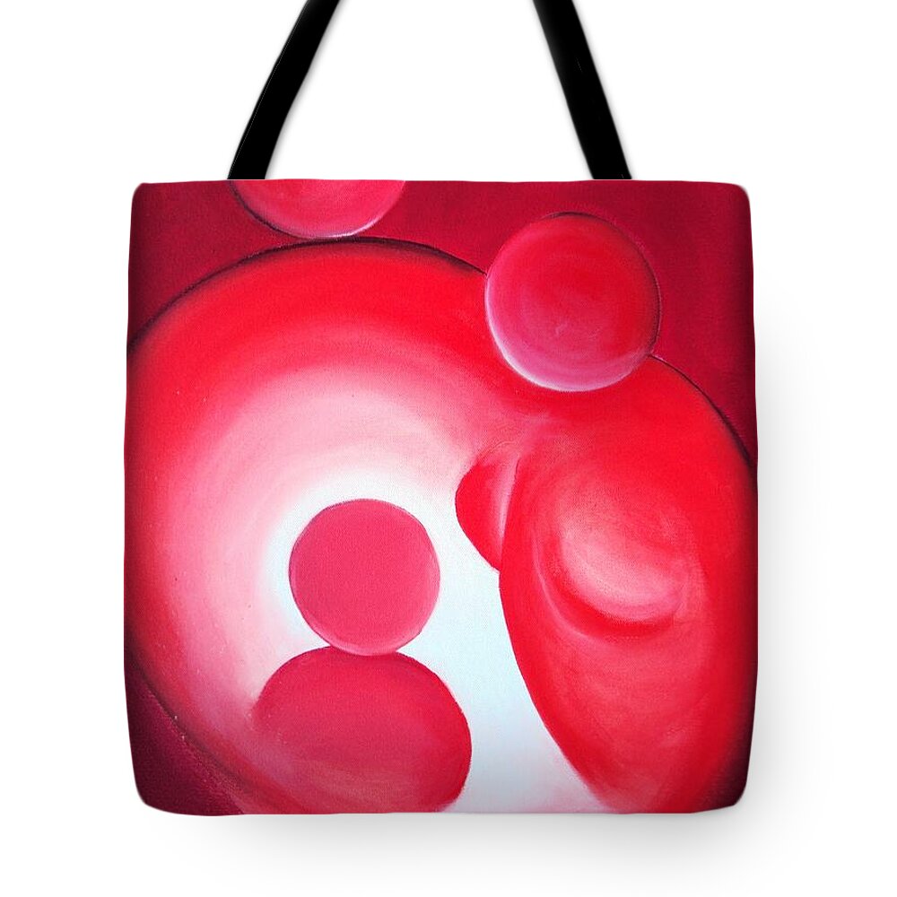 Red Tote Bag featuring the painting Family Portrait by Jennifer Hannigan-Green
