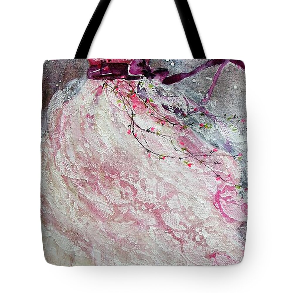 Dress Tote Bag featuring the painting Fancy dress by Nicole Gelinas