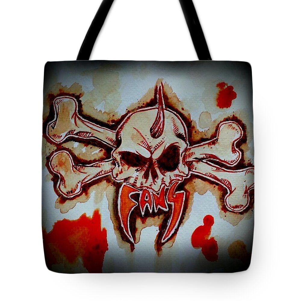  Tote Bag featuring the painting Fang Logo by Ryan Almighty