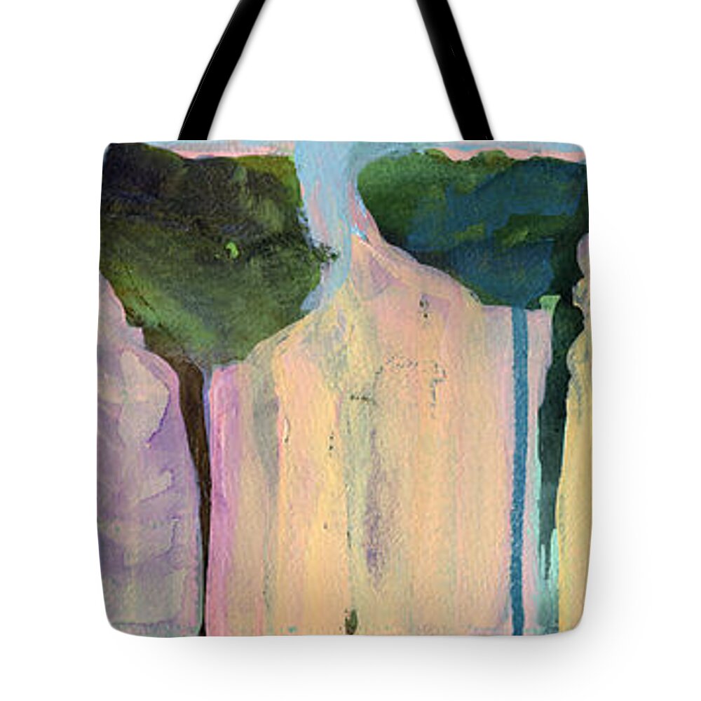 Landscape Tote Bag featuring the painting Bending To The Wind by Pat Saunders-White