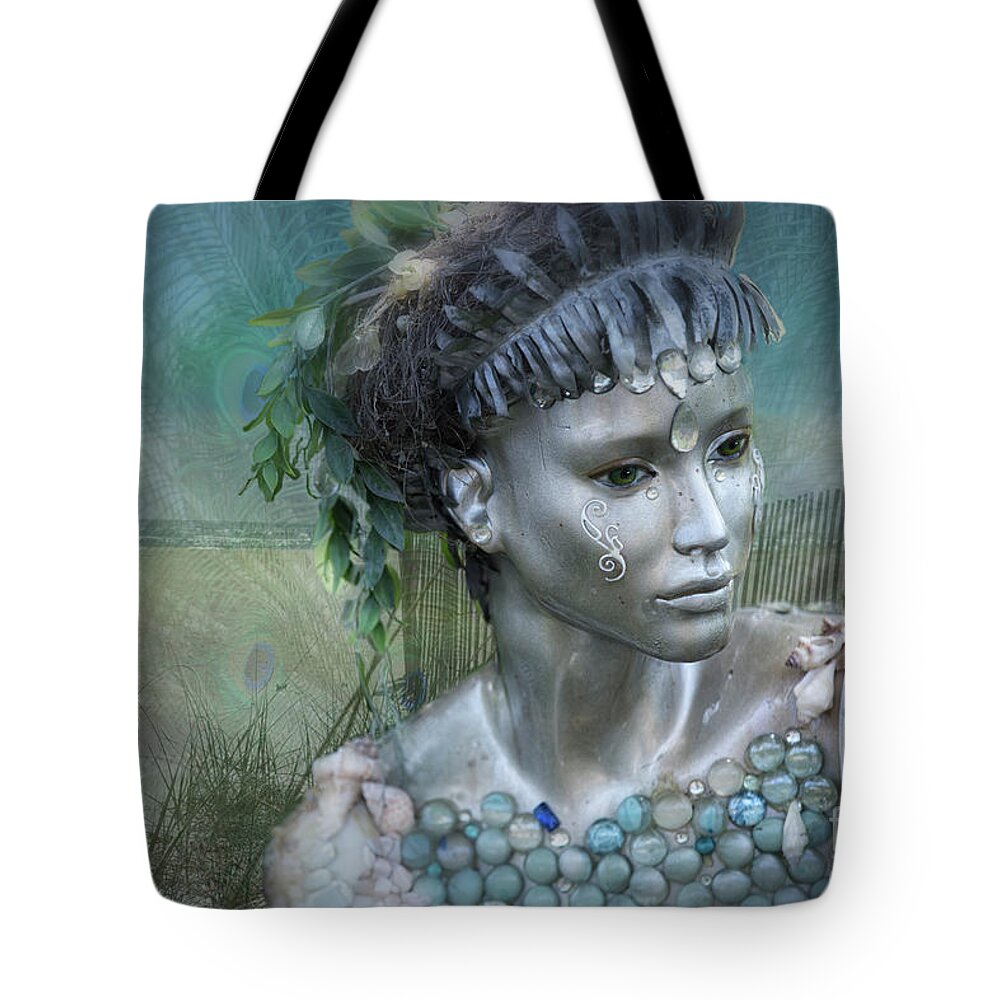 Mermaids Tote Bag featuring the digital art Mermaiden Fantasea by Mary Lou Chmura