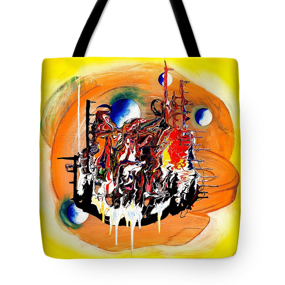Space Tote Bag featuring the painting Fantastico 101 by Pj LockhArt