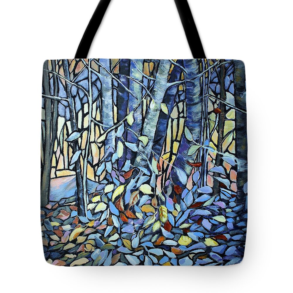 Landscape Tote Bag featuring the painting Fantasy in the Forest by Jo Smoley