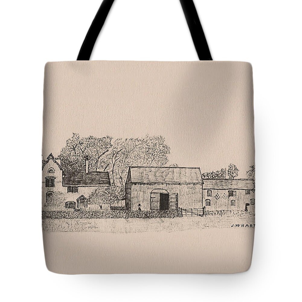 Farmhouse Tote Bag featuring the drawing Farm Dwellings by Donna L Munro