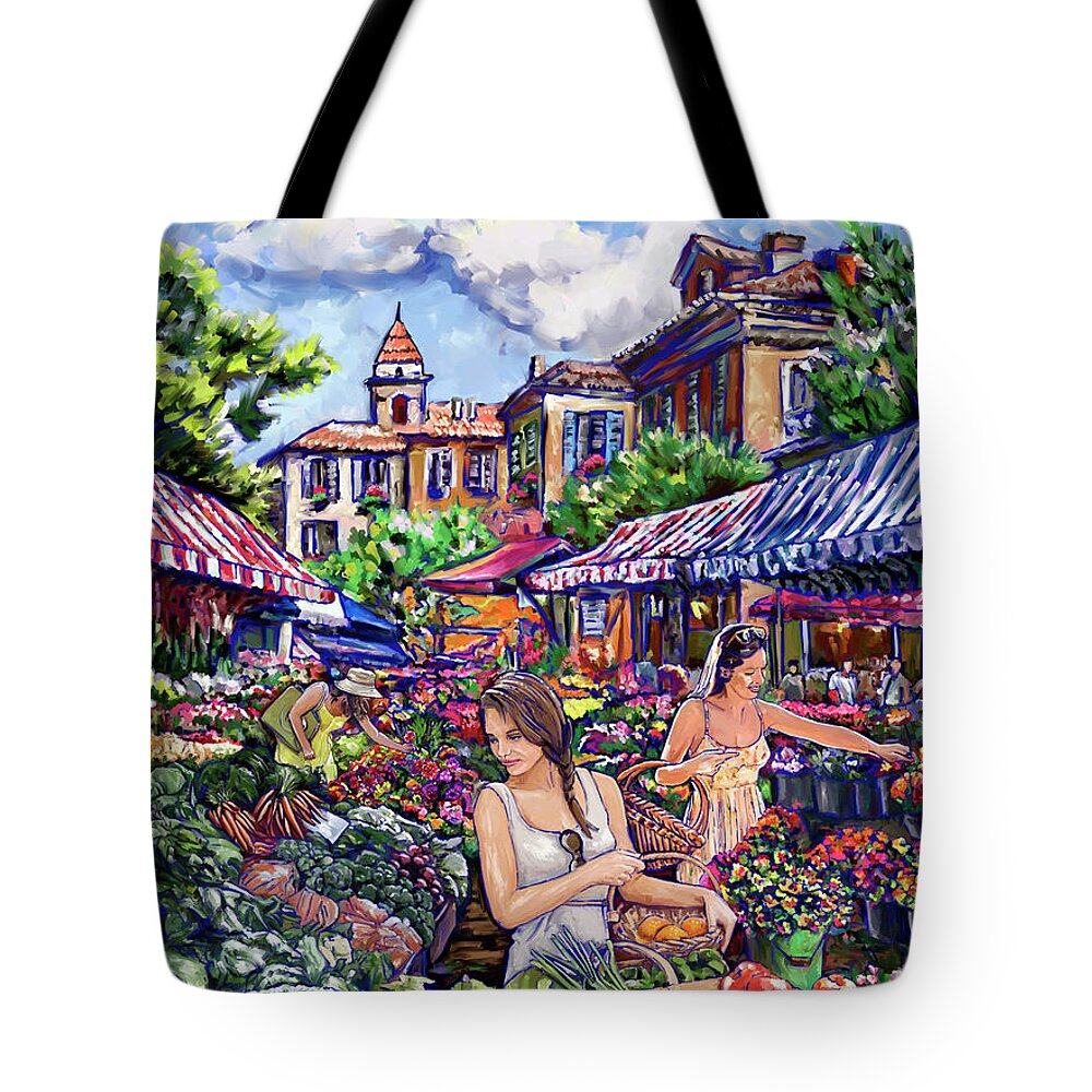 Farmer Market Tote Bag featuring the painting Farmer Market by Tim Gilliland
