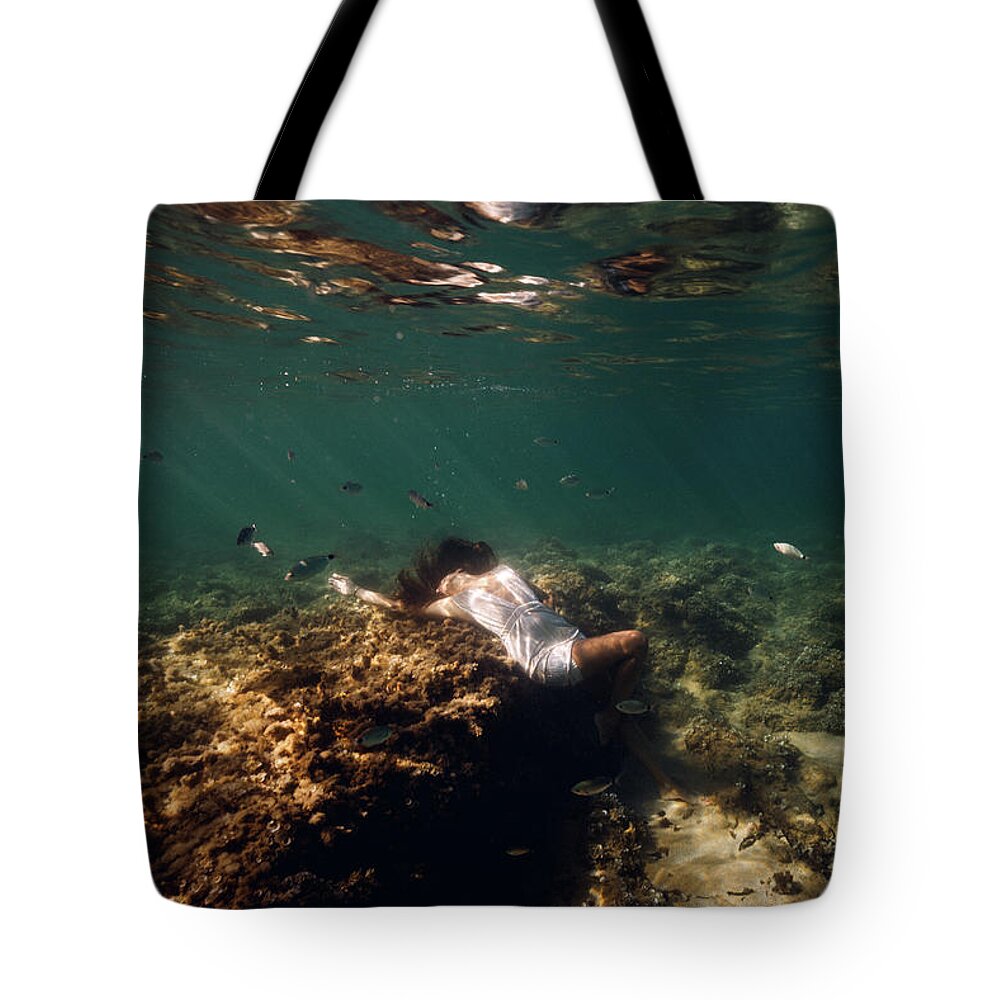 Swim Tote Bag featuring the photograph Fashion Mermaid by Gemma Silvestre