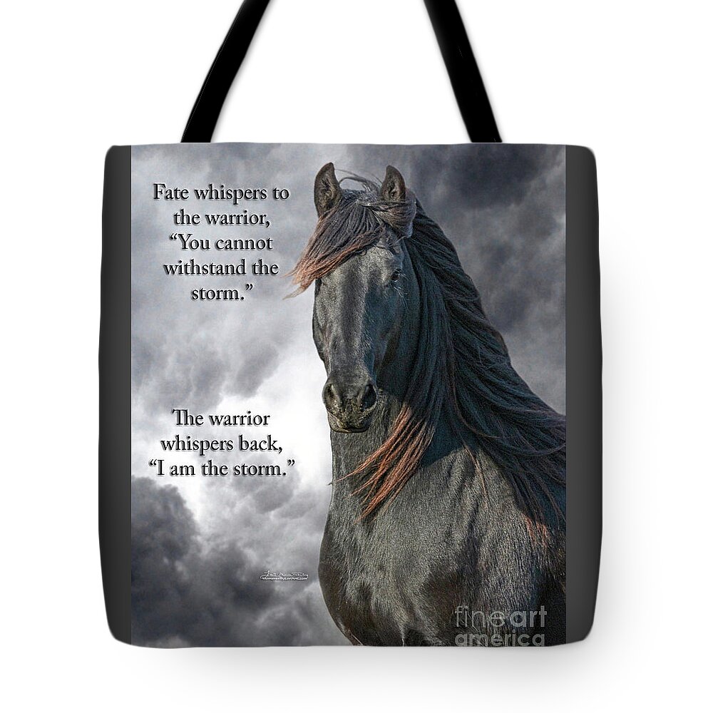 Friesian Tote Bag featuring the photograph Fate Whispers by Lori Ann Thwing