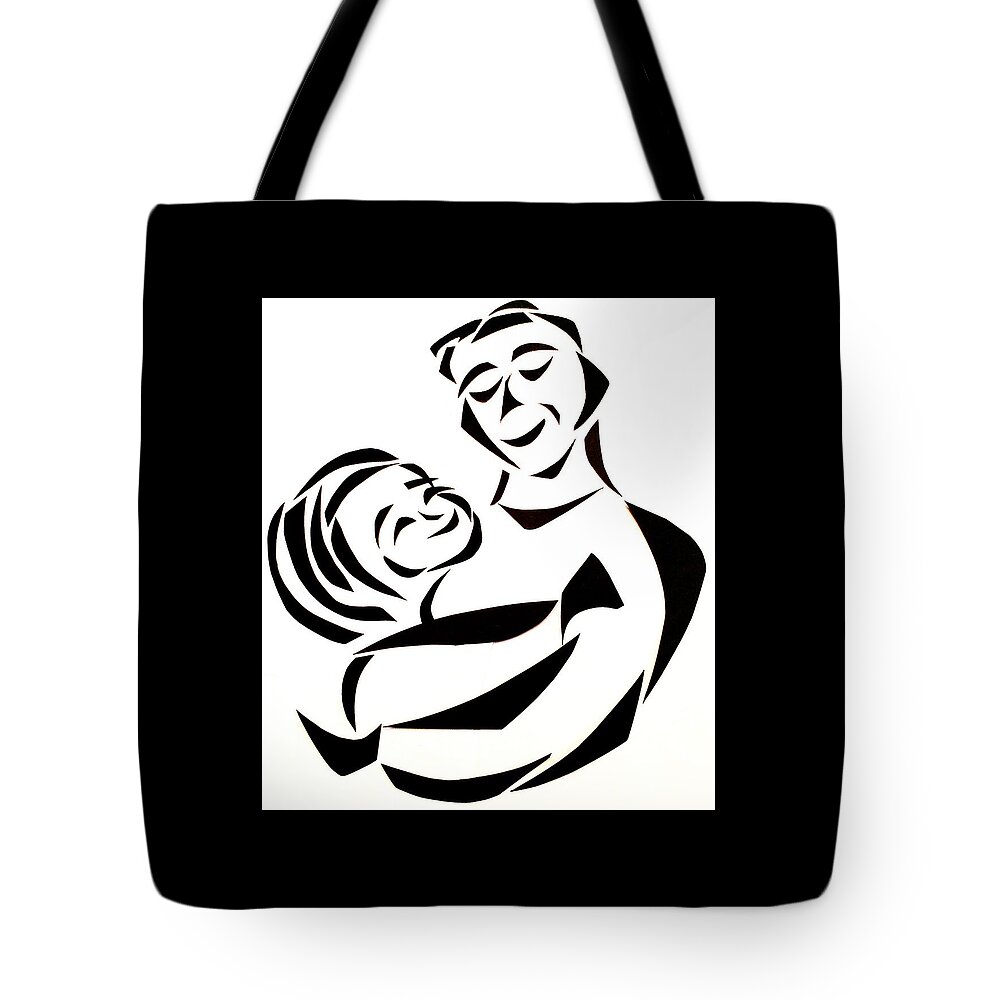 Father Tote Bag featuring the mixed media Father and Child by Delin Colon