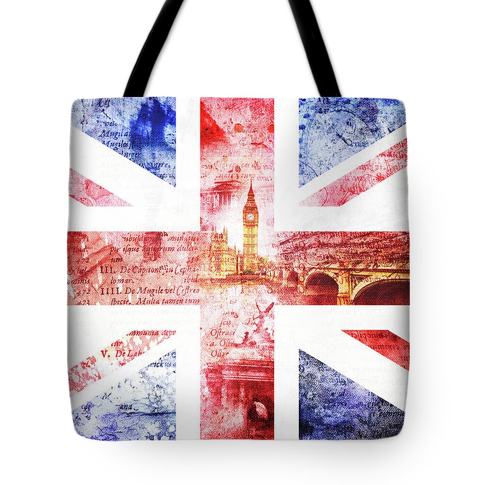 England Tote Bag featuring the digital art Fearless by Nicky Jameson