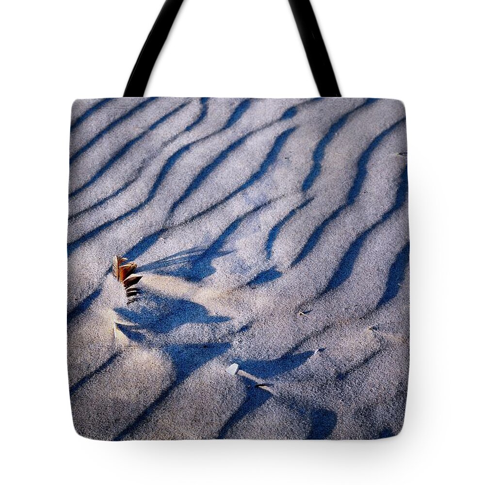 Sand Patterns Tote Bag featuring the photograph Feather in Sand by Michelle Calkins