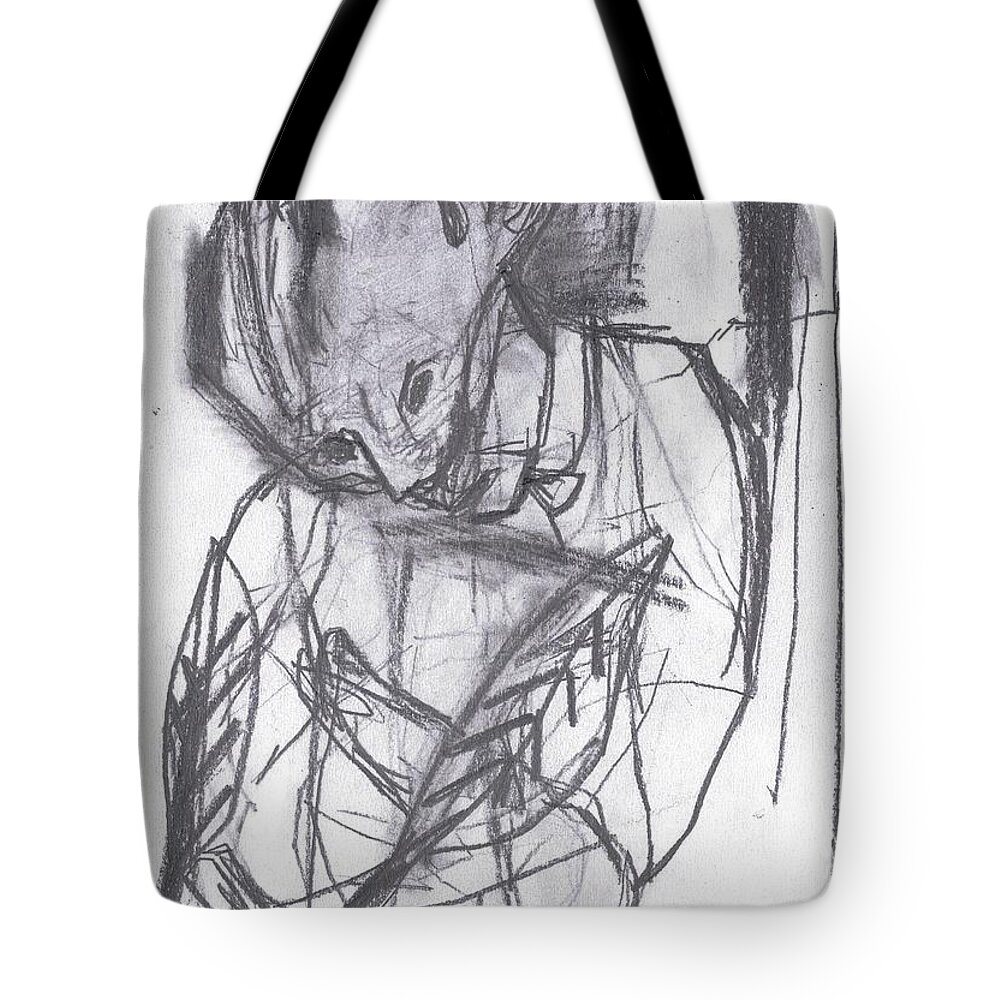 Feather Tote Bag featuring the drawing Feather writer by Edgeworth Johnstone