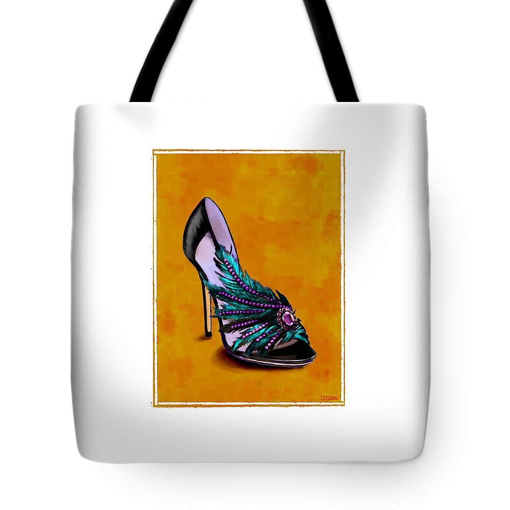 Footwear Tote Bag featuring the painting Feathered Evening Slipper by Jann Paxton