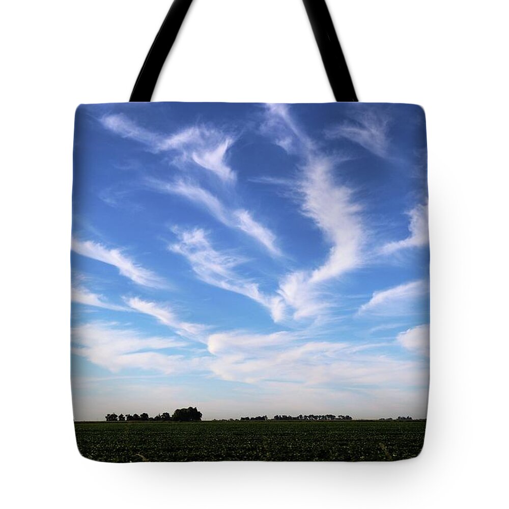 Clouds Tote Bag featuring the photograph Feathers in Blue Sky by Yumi Johnson