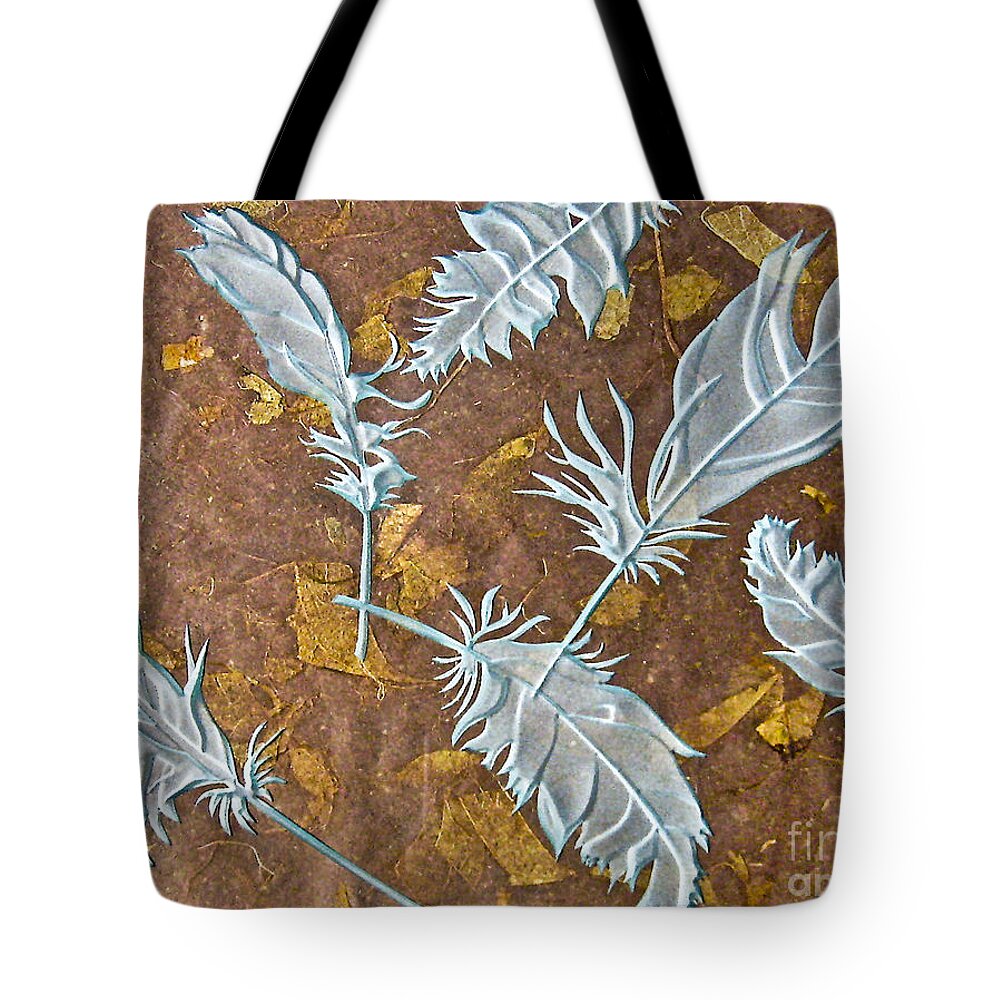 Brown Tote Bag featuring the photograph Fall Feathers by Alone Larsen