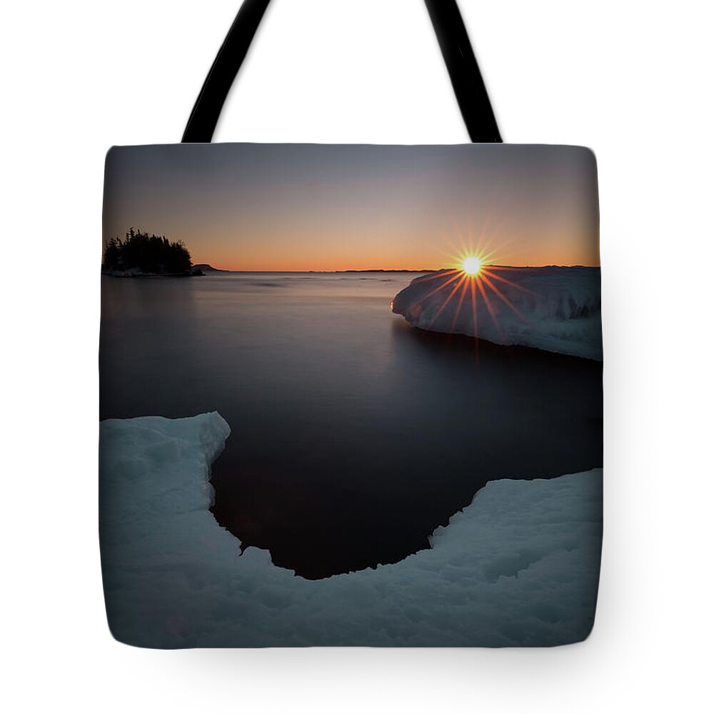 Bay Tote Bag featuring the photograph February Sunrise in Sturgeon Bay by Jakub Sisak