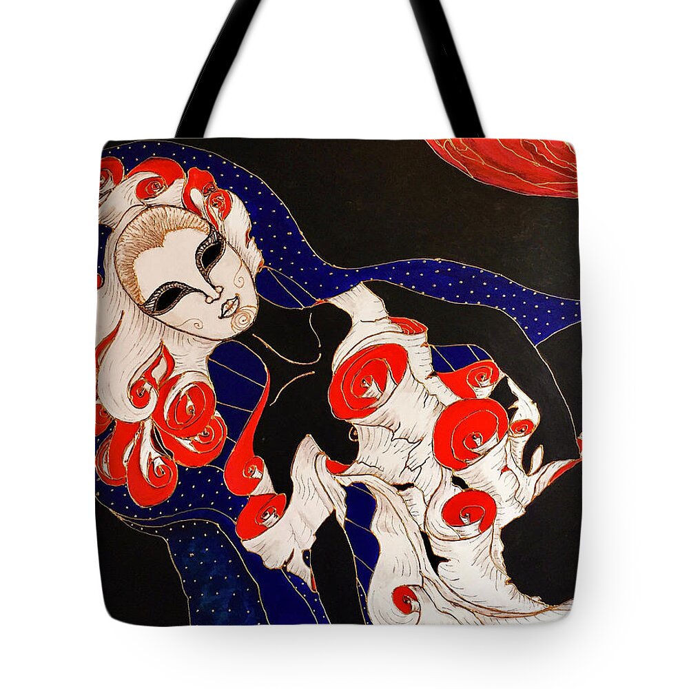 Original Painting Tote Bag featuring the painting Feminine Mystique by Rae Chichilnitsky