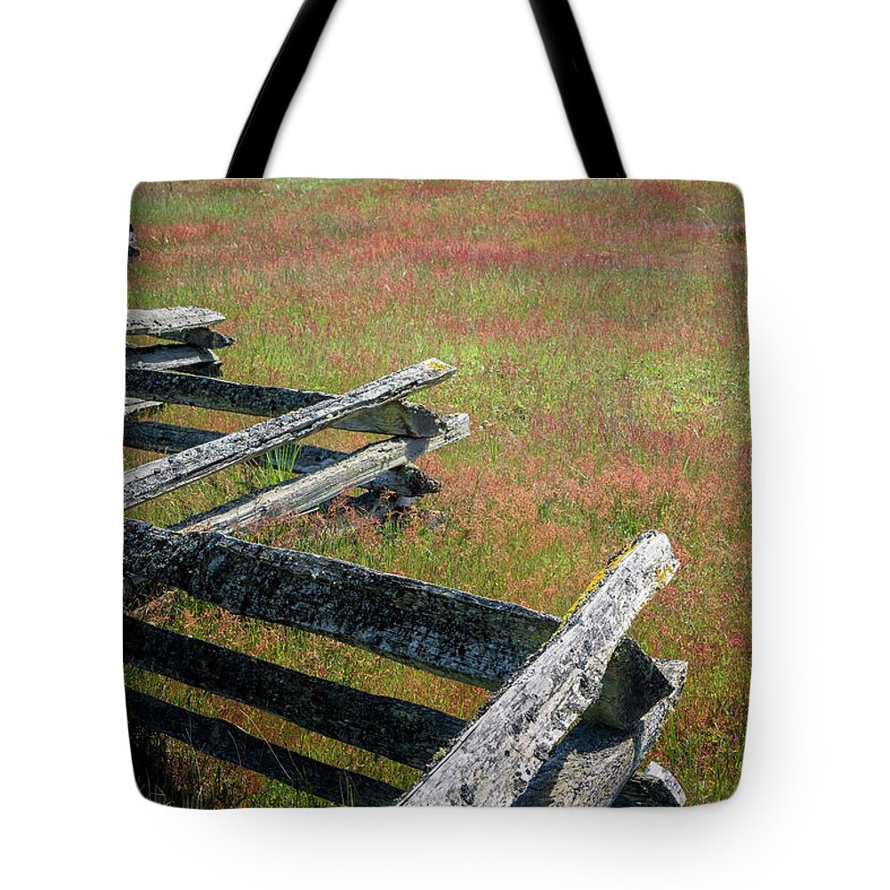 Oregon Coast Tote Bag featuring the photograph Fence And Field by Tom Singleton