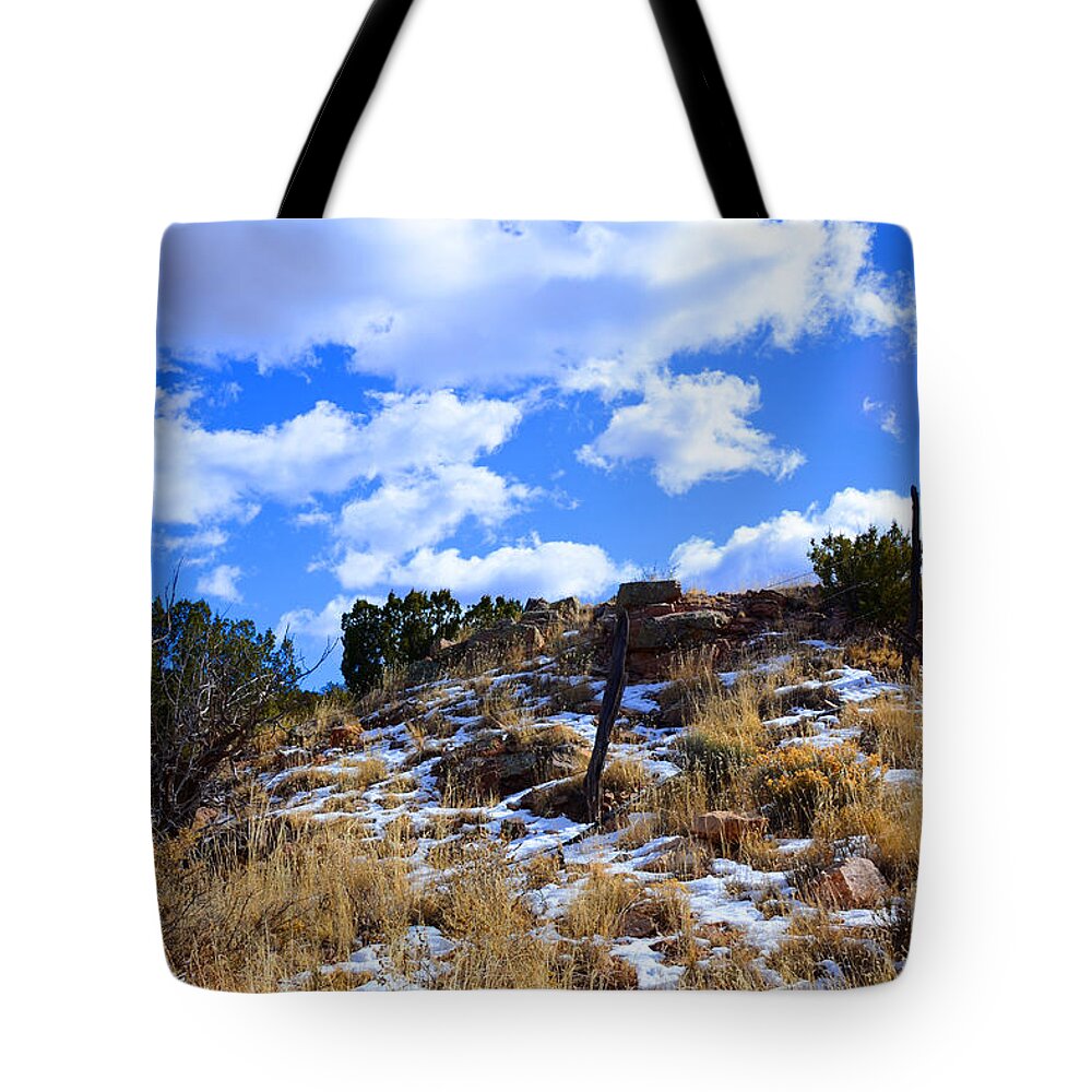 Southwest Landscape Tote Bag featuring the photograph Fence Post by Robert WK Clark