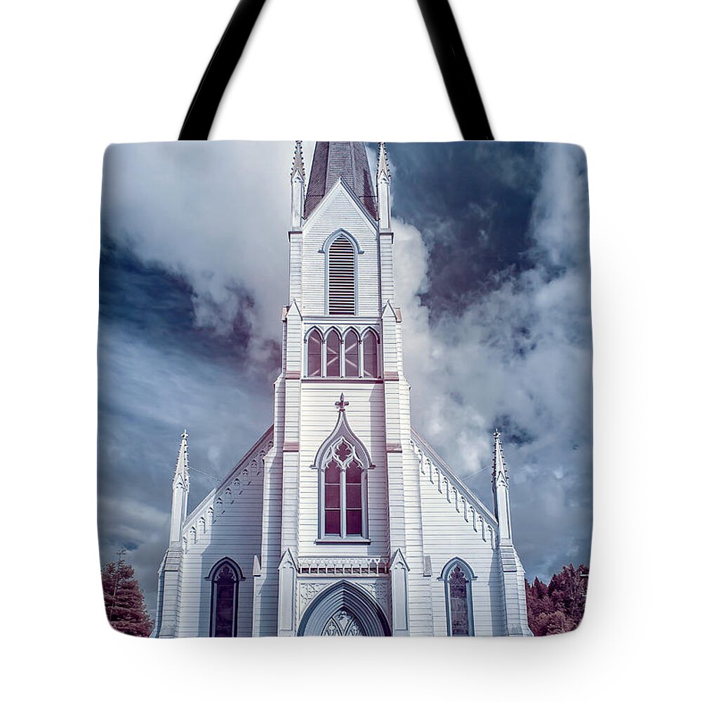 Ferndale Tote Bag featuring the photograph Ferndale Church in Infrared by Greg Nyquist