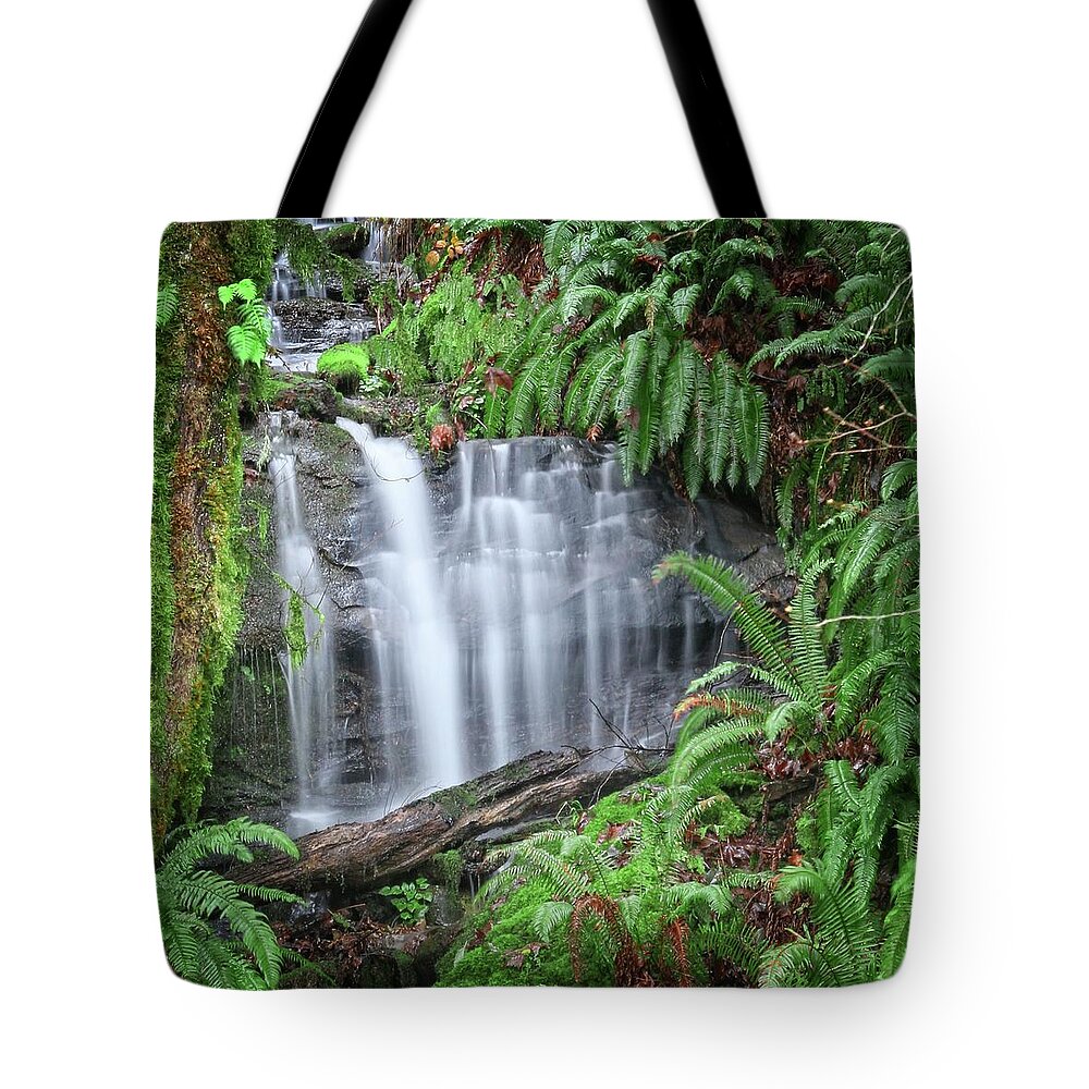 Waterfall Tote Bag featuring the photograph Ferns and Waterfalls by KATIE Vigil