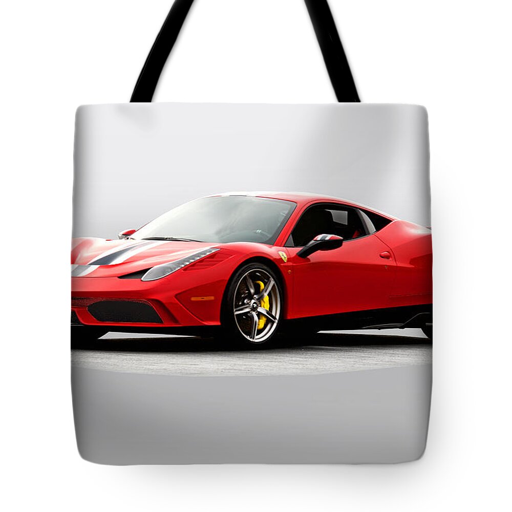 Auto Tote Bag featuring the photograph Ferrari 458 Speciale' by Dave Koontz