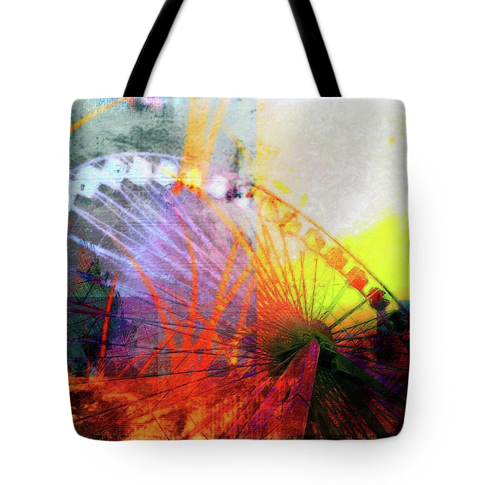 Louvre Tote Bag featuring the mixed media Ferris 16 by Priscilla Huber