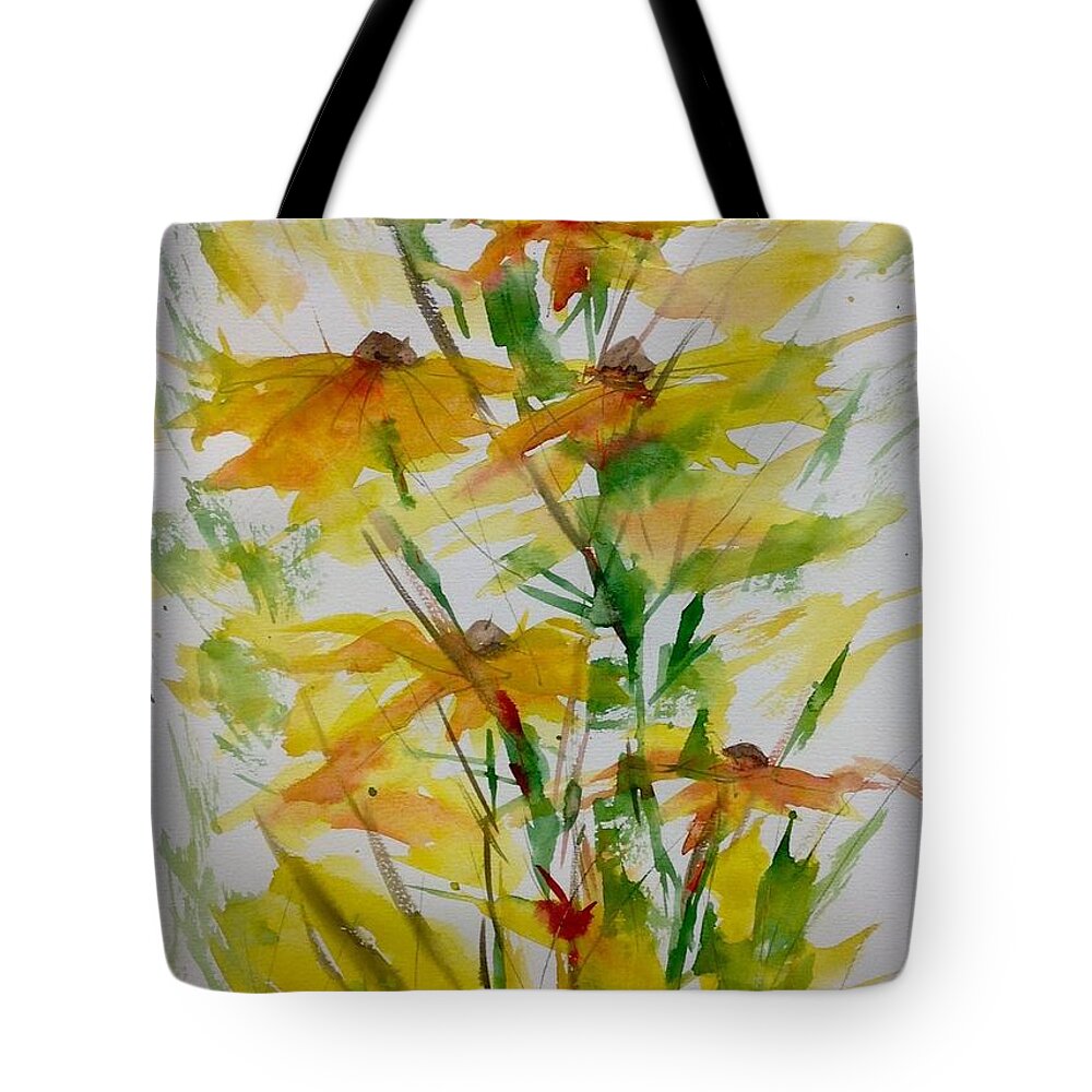Abstract Floral Watercolour Painting Tote Bag featuring the painting Field Bouquet by Desmond Raymond