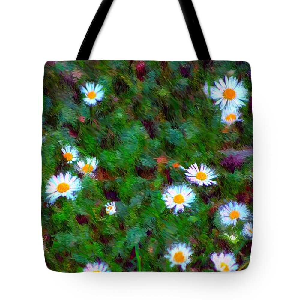 Digital Photograph Tote Bag featuring the photograph Field of Daisys by David Lane