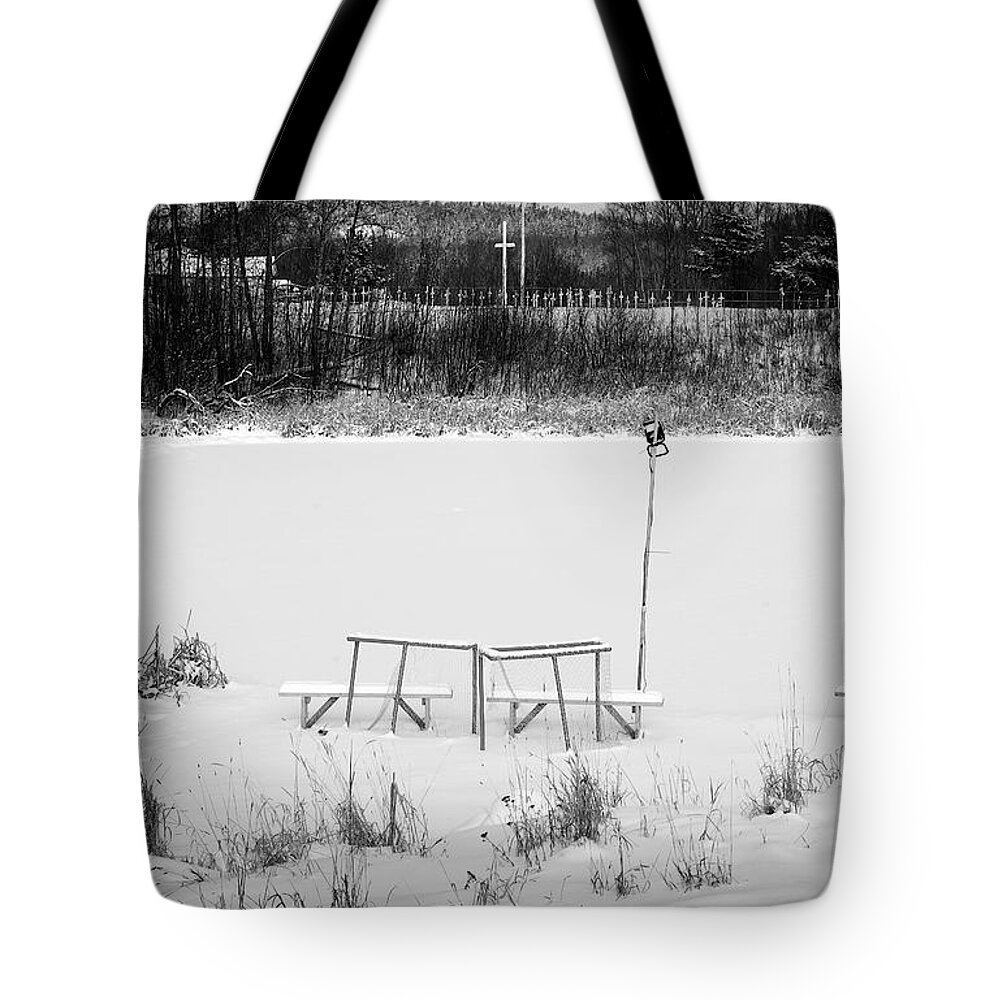 Hockey Tote Bag featuring the photograph Field of Dreams by Doug Gibbons