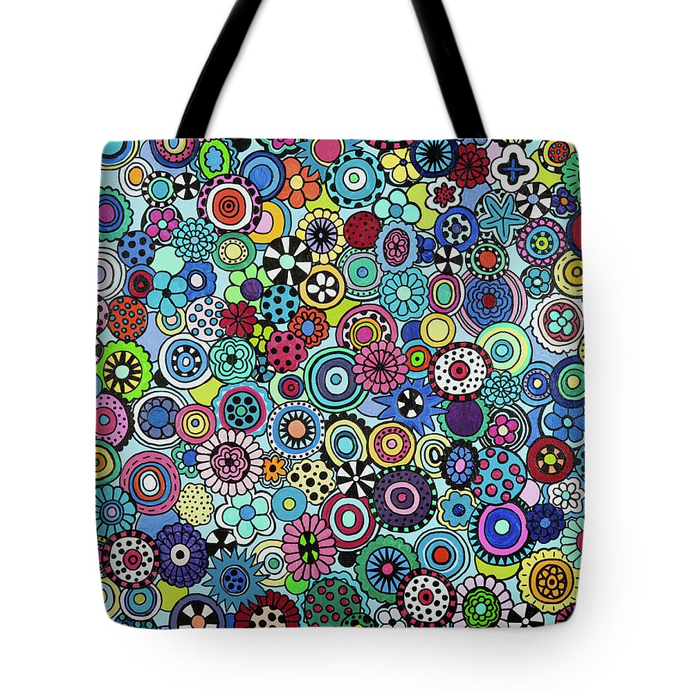 Flowers Tote Bag featuring the painting Field of Blooms by Beth Ann Scott