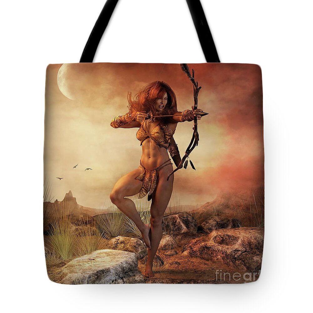 Fierce Tote Bag featuring the digital art Fierce by Shanina Conway