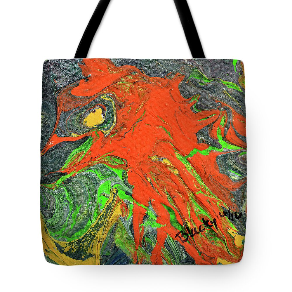 Fiery Beast Tote Bag featuring the painting Fiery Beast by Donna Blackhall