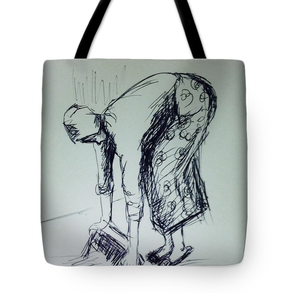 Pen Drawing Tote Bag featuring the drawing Figure study 2 by Hae Kim