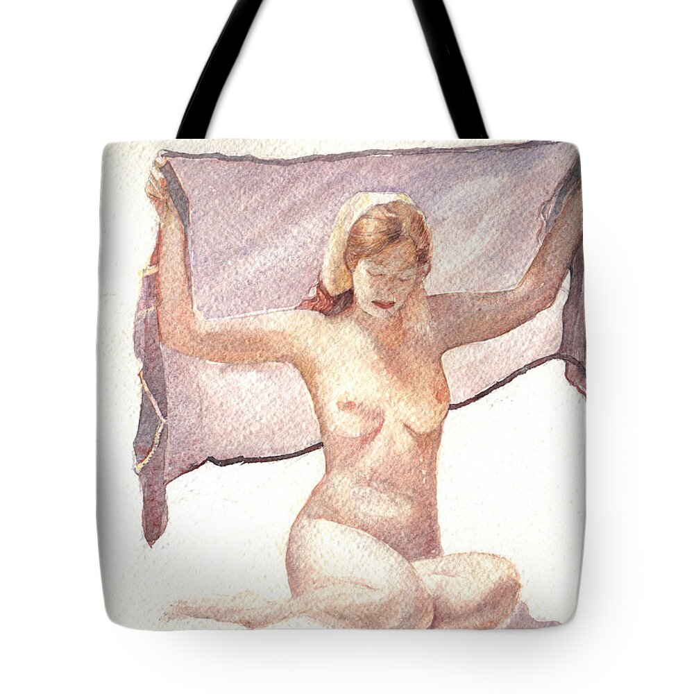 Erotic Tote Bag featuring the painting Figure with Veil by David Ladmore