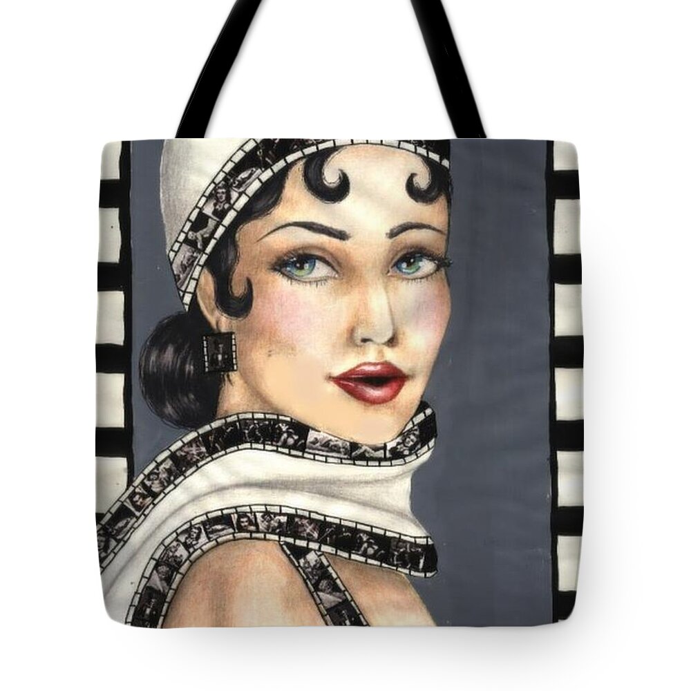Portrait Tote Bag featuring the drawing Film 2 by Scarlett Royale